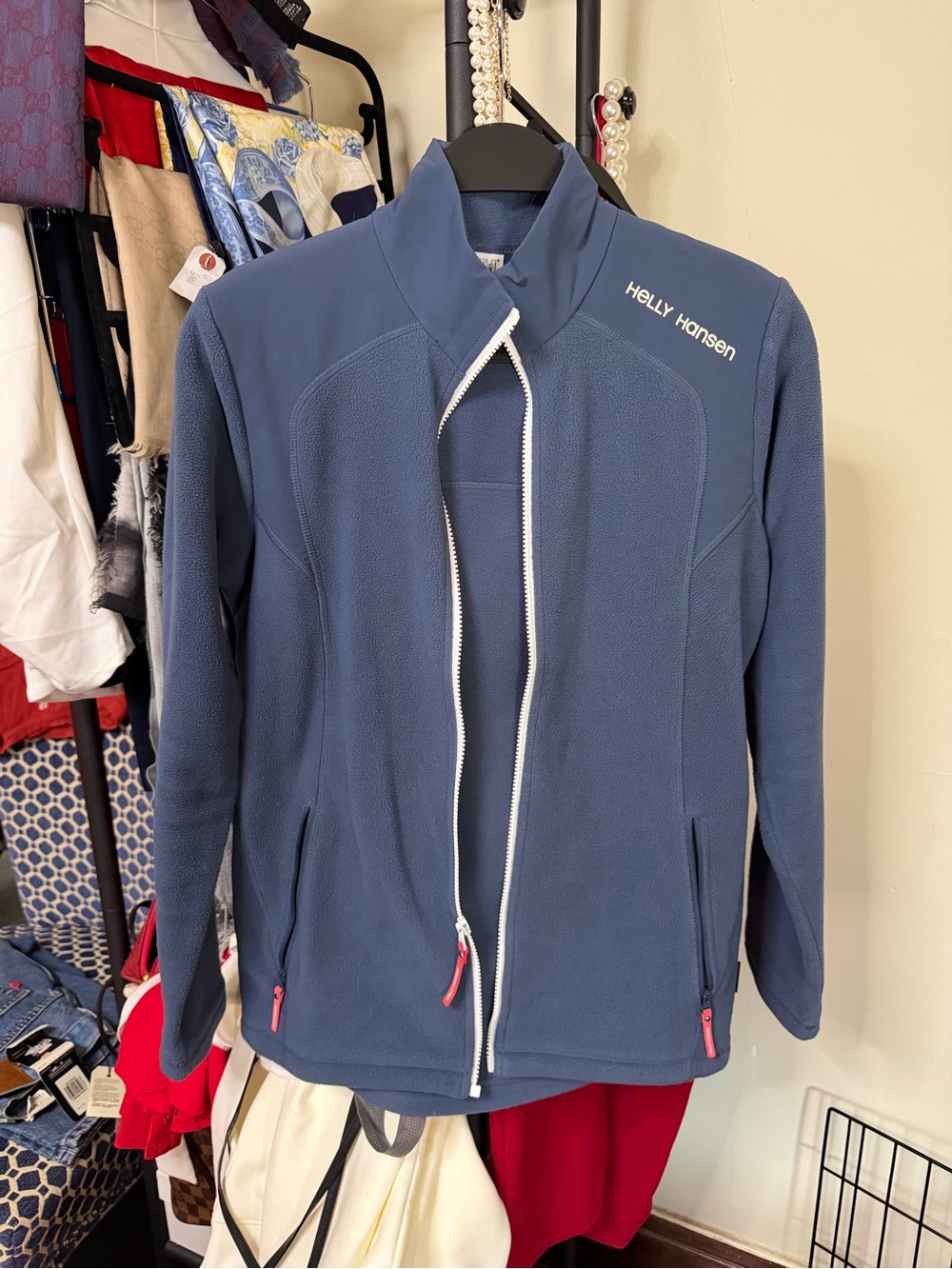 Helly Hansen Blue Lightweight Fleece Jacket with White Zipper